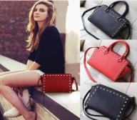 2016 new high-end cross pattern portable Shoulder Messenger Bag rivets smile genuine leather female bag mail package wings